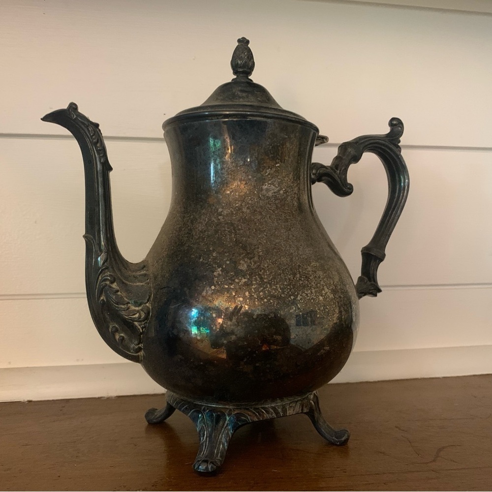 LS Co. Tea / Coffee Pot Silverplated 9" Tall- Uncleaned Patina!! - Picture 12 of 16